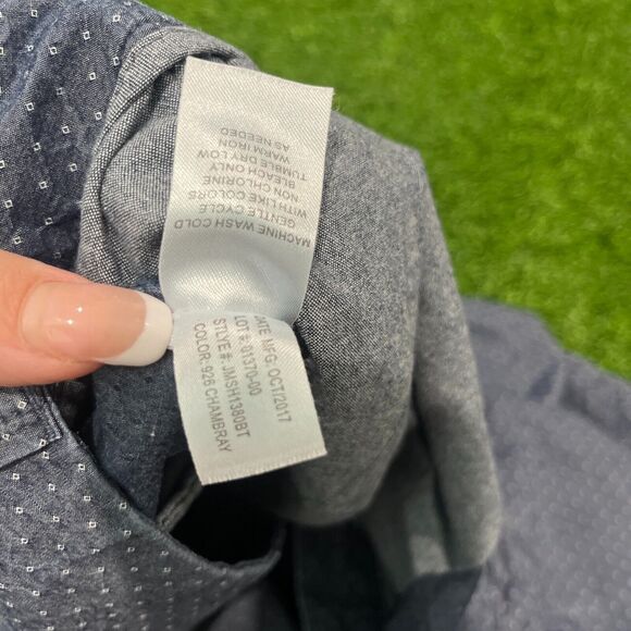 JOHNNIE-O Flat Front Chino Short Mens 44 Inseam 8" Chambray Geometric Blue - Picture 3 of 8